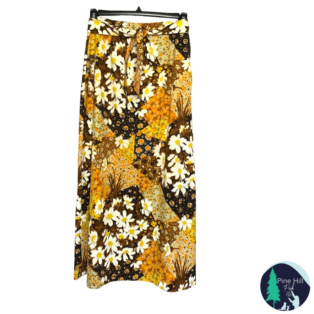 SOLD Vintage 60s Skirt Handmade Floral Maxi Womens Medium Hippy Flower Power - Picture 2 of 10